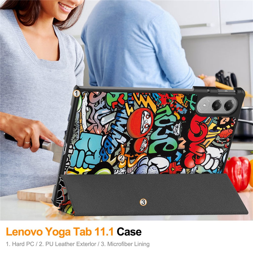 For Lenovo Yoga Tab 11.1 Case Pattern Print Leather Stand Tablet Cover