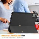 For Lenovo Idea Tab Plus Stand Case Shock-Absorbent Leather Tablet Cover with Pen Slot