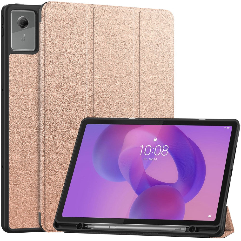 For Lenovo Idea Tab Plus Stand Case Shock-Absorbent Leather Tablet Cover with Pen Slot