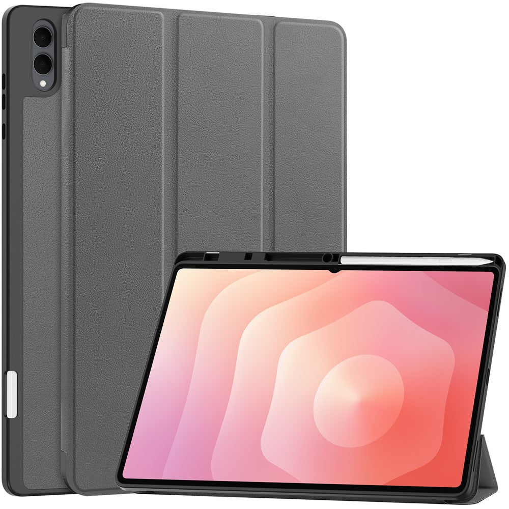 For Samsung Galaxy Tab S11 Ultra Stand Case Shock-Absorbent Leather Tablet Cover with Pen Slot