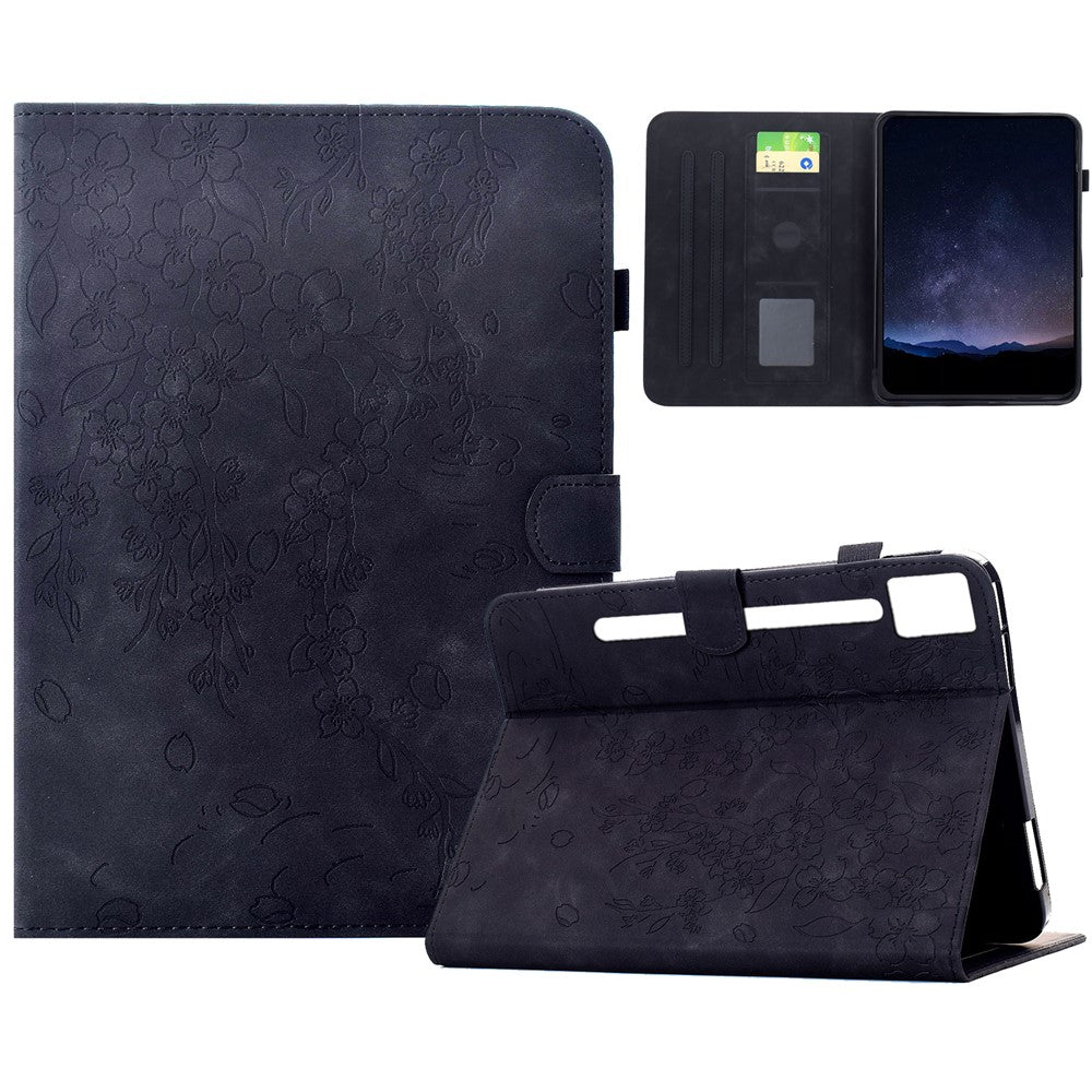 For Lenovo Idea Tab Pro / Tab P12 Pro Gen 2 Case Imprinted Plum Blossom Stand Card Slots Leather Tablet Cover with Auto Sleep / Wake