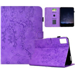 For Lenovo Tab M9 Case Imprinted Plum Blossom Stand Card Slots Leather Tablet Cover with Auto Sleep / Wake