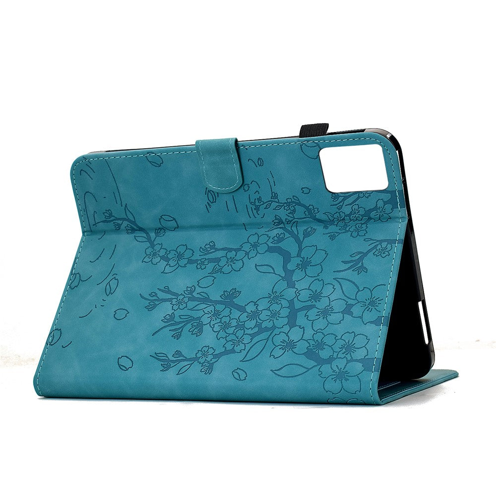 For Lenovo Tab M11 / Xiaoxin Pad 11 2024 Case Imprinted Plum Blossom Stand Card Slots Leather Tablet Cover with Auto Sleep / Wake