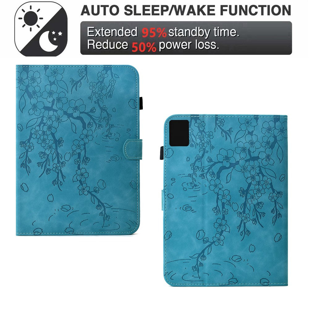 For Lenovo Xiaoxin Pad 11 2025 Case Imprinted Plum Blossom Stand Card Slots Leather Tablet Cover with Auto Sleep / Wake