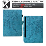 Leather Case for Samsung Galaxy Tab S10 FE / S9 FE / S9 Imprinted Plum Blossom Stand Card Slots Tablet Cover with Auto Sleep / Wake