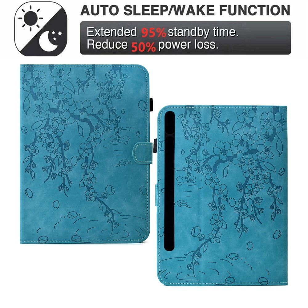 Leather Case for Samsung Galaxy Tab S10 FE / S9 FE / S9 Imprinted Plum Blossom Stand Card Slots Tablet Cover with Auto Sleep / Wake