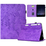For Samsung Galaxy Tab S10 FE+ Case Imprinted Plum Blossom Stand Card Slots Leather Tablet Cover with Auto Sleep / Wake