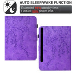 For Samsung Galaxy Tab S10 FE+ Case Imprinted Plum Blossom Stand Card Slots Leather Tablet Cover with Auto Sleep / Wake