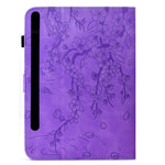 For Samsung Galaxy Tab S10 FE+ Case Imprinted Plum Blossom Stand Card Slots Leather Tablet Cover with Auto Sleep / Wake