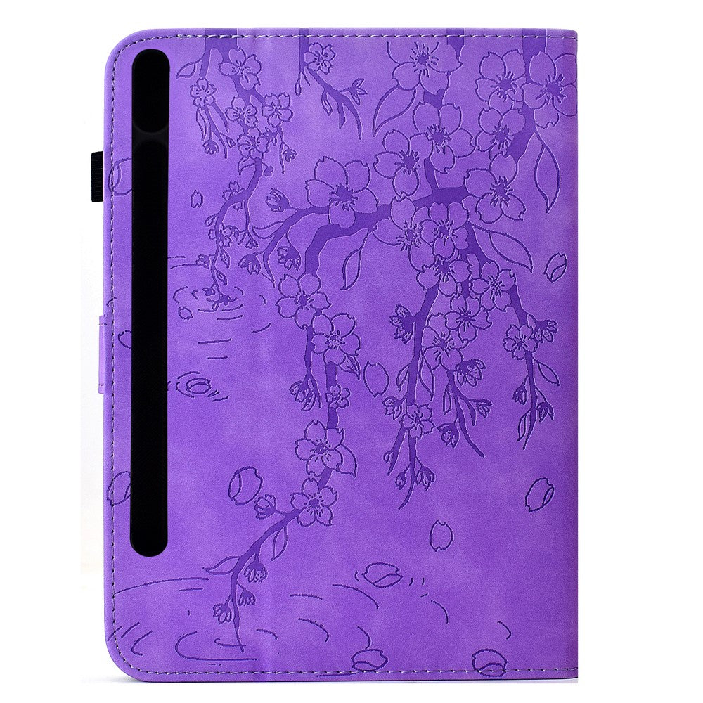 For Samsung Galaxy Tab S10 FE+ Case Imprinted Plum Blossom Stand Card Slots Leather Tablet Cover with Auto Sleep / Wake