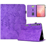 Til Samsung Galaxy Tab S11 Cover præget blommeblomst, stand, kortholder, læder tabletcover med automatisk dvale/vågning