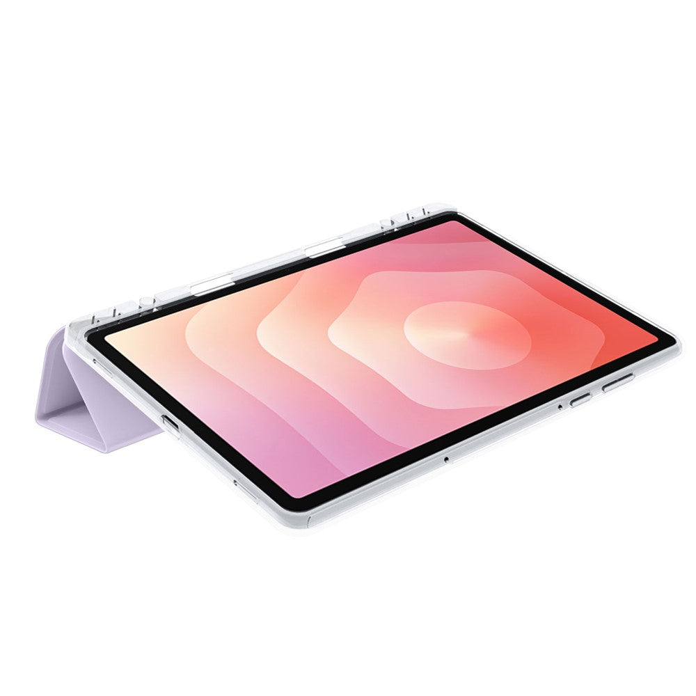 Til Samsung Galaxy Tab S11 Cover i PU-læder med origami-stand og klart tablet-cover