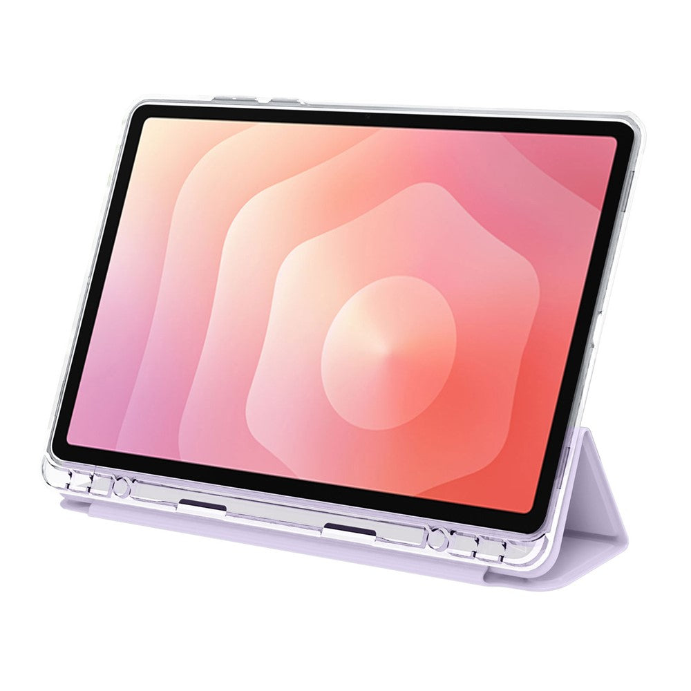Til Samsung Galaxy Tab S11 Cover i PU-læder med origami-stand og klart tablet-cover