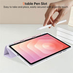 Til Samsung Galaxy Tab S11 Cover i PU-læder med origami-stand og klart tablet-cover