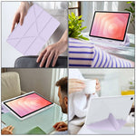 Til Samsung Galaxy Tab S11 Cover i PU-læder med origami-stand og klart tablet-cover