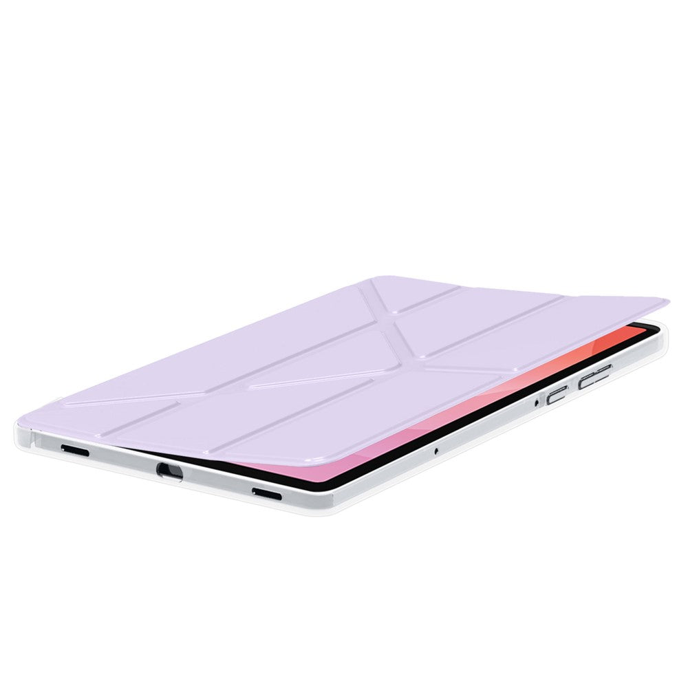 Til Samsung Galaxy Tab S11 Cover i PU-læder med origami-stand og klart tablet-cover