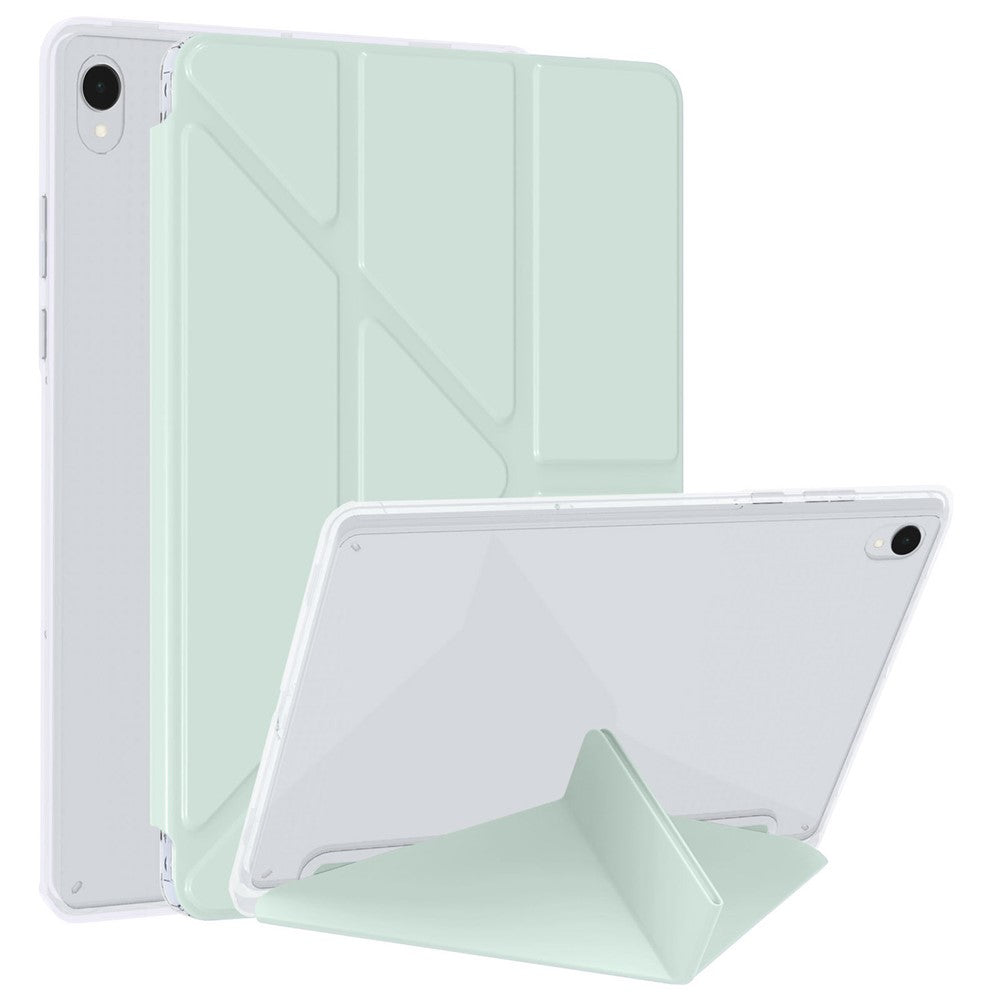 Til Samsung Galaxy Tab S11 Cover i PU-læder med origami-stand og klart tablet-cover