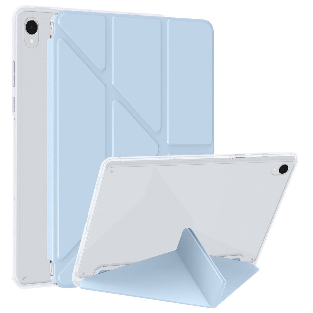 Til Samsung Galaxy Tab S11 Cover i PU-læder med origami-stand og klart tablet-cover