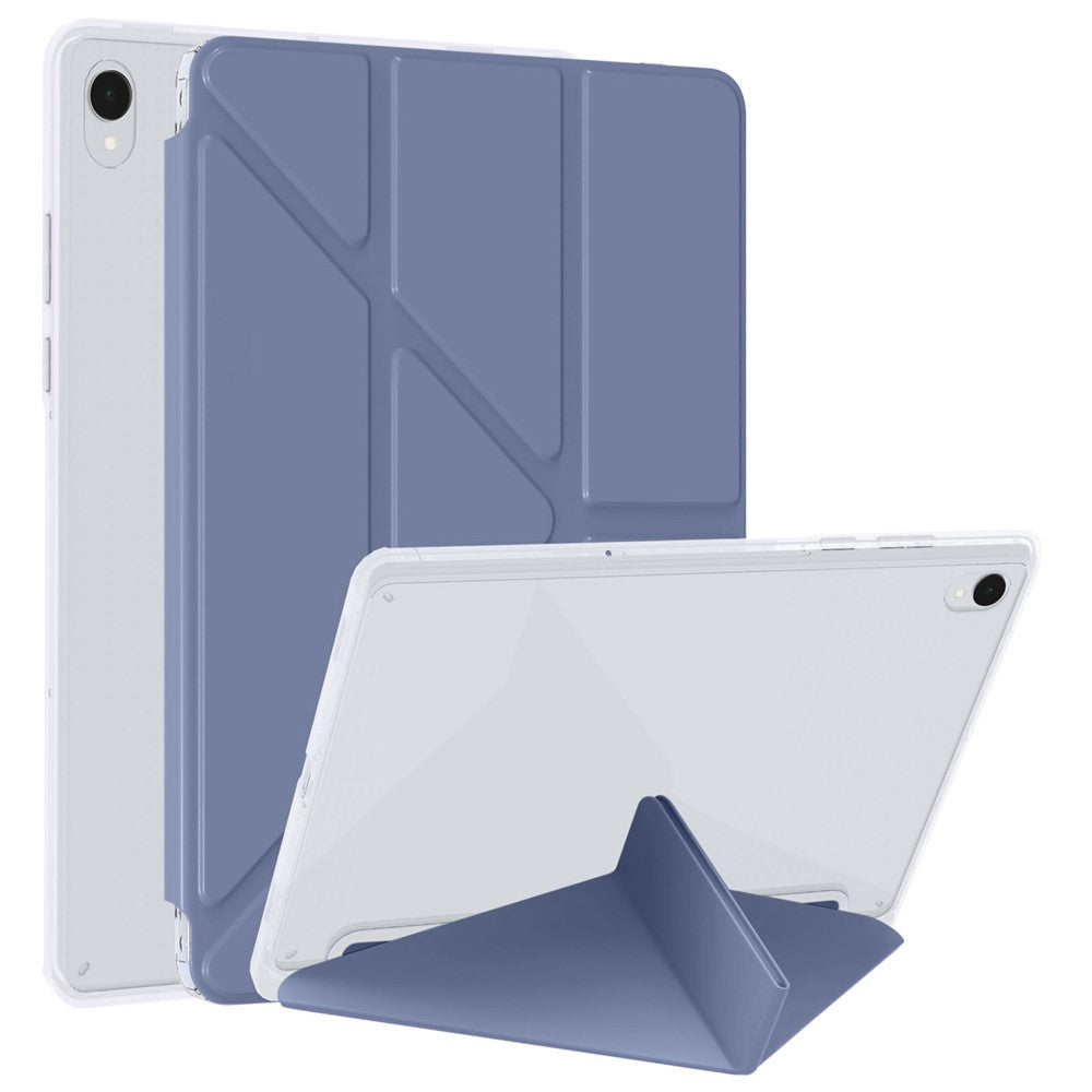 Til Samsung Galaxy Tab S11 Cover i PU-læder med origami-stand og klart tablet-cover
