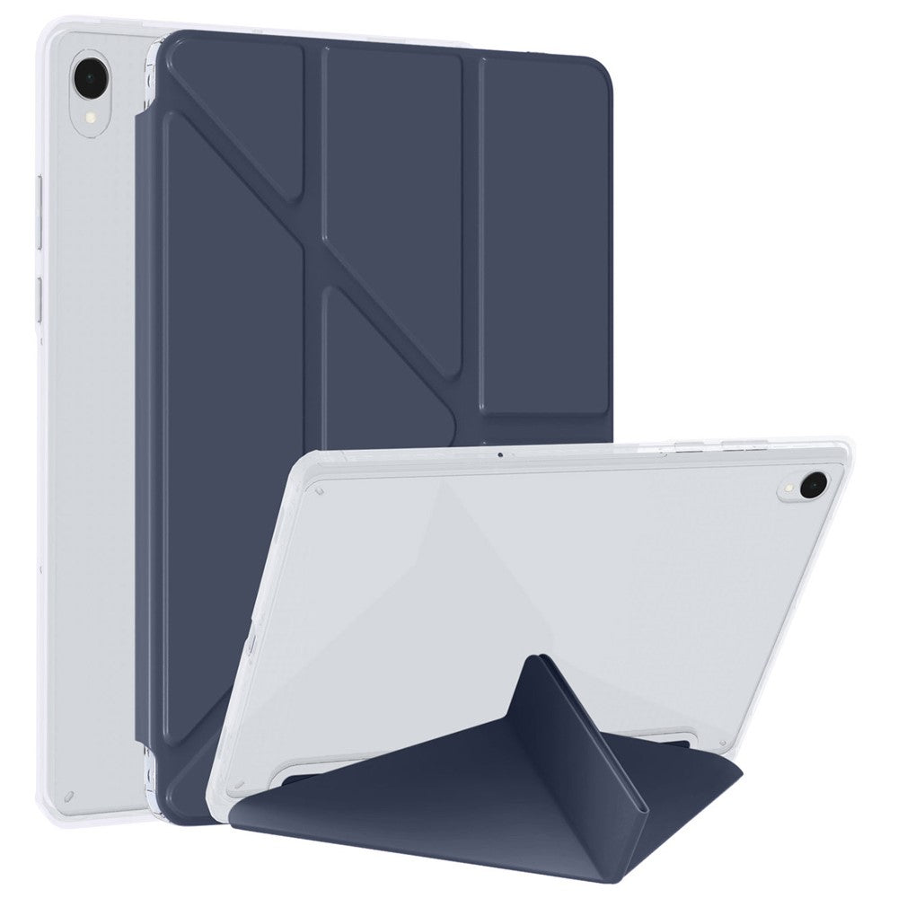 Til Samsung Galaxy Tab S11 Cover i PU-læder med origami-stand og klart tablet-cover