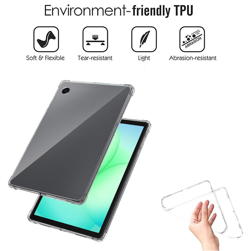 For Samsung Galaxy Tab A11 / A9 Case TPU Drop-Resistant Clear Tablet Cover + Tempered Glass Screen Film