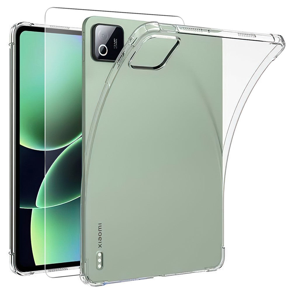 Xiaomi Pad 8 / 8 Pro-skal, fallsäkert TPU-surfplatta med genomskinlig skärm och härdat glas