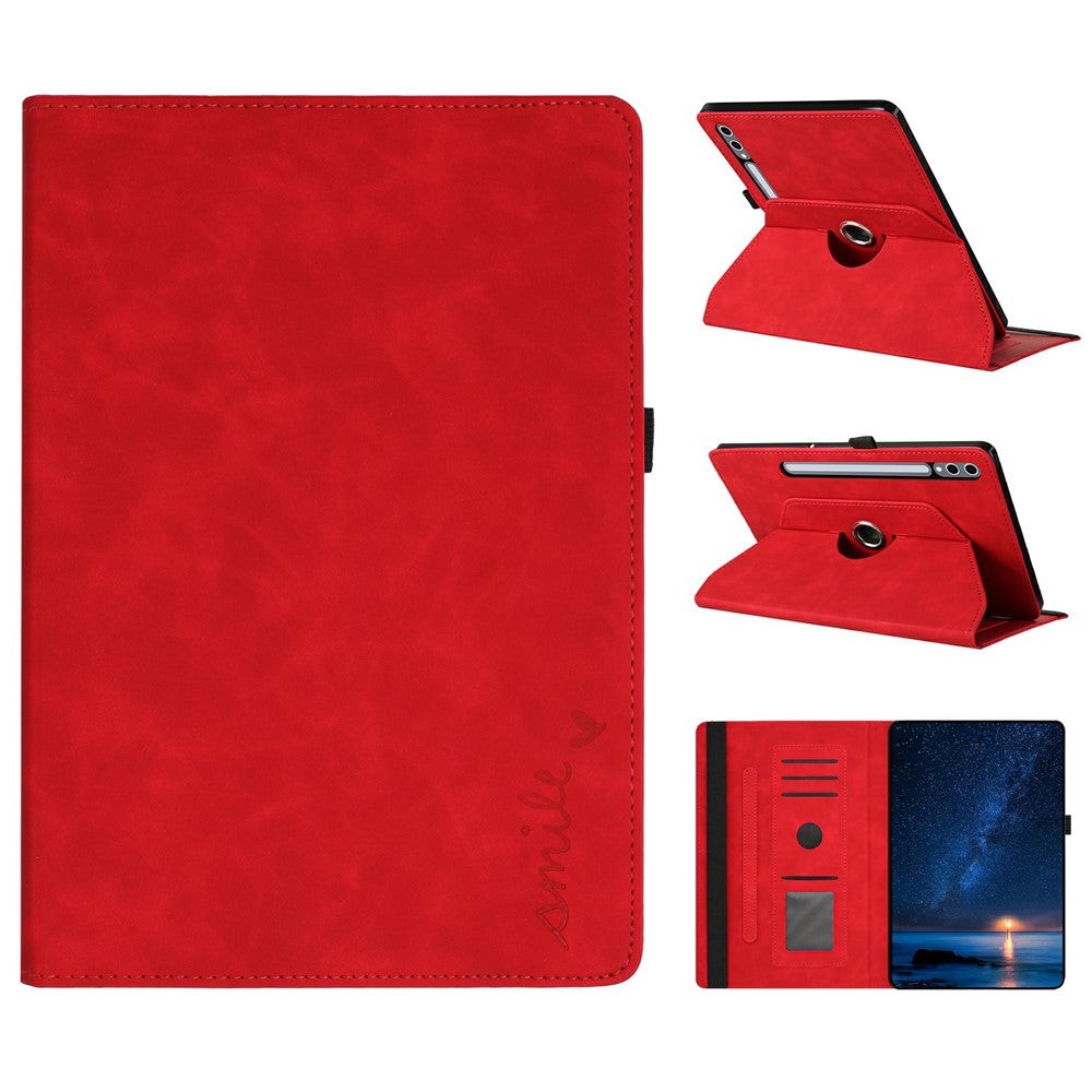 Microfiber Leather Case for Samsung Galaxy Tab S10+ / S9 FE+ / S9+ Rotating Stand Card Holder Smile Imprinted Tablet Cover