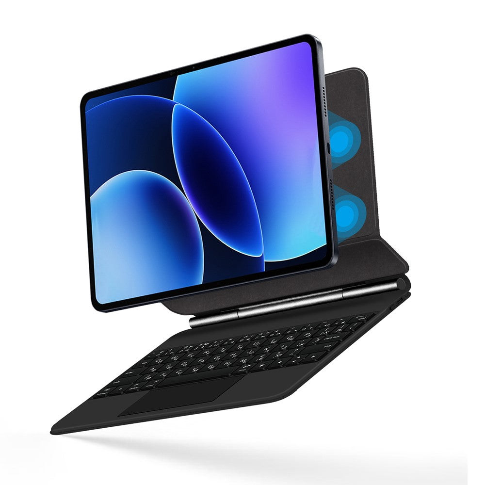 For Xiaomi Poco Pad X1 / Pad 8 Pro / Pad 8 / Pad 7 Pro / Pad 7 Magnetic Floating Bluetooth-Compatible Keyboard (Russian) + Leather Tablet Case