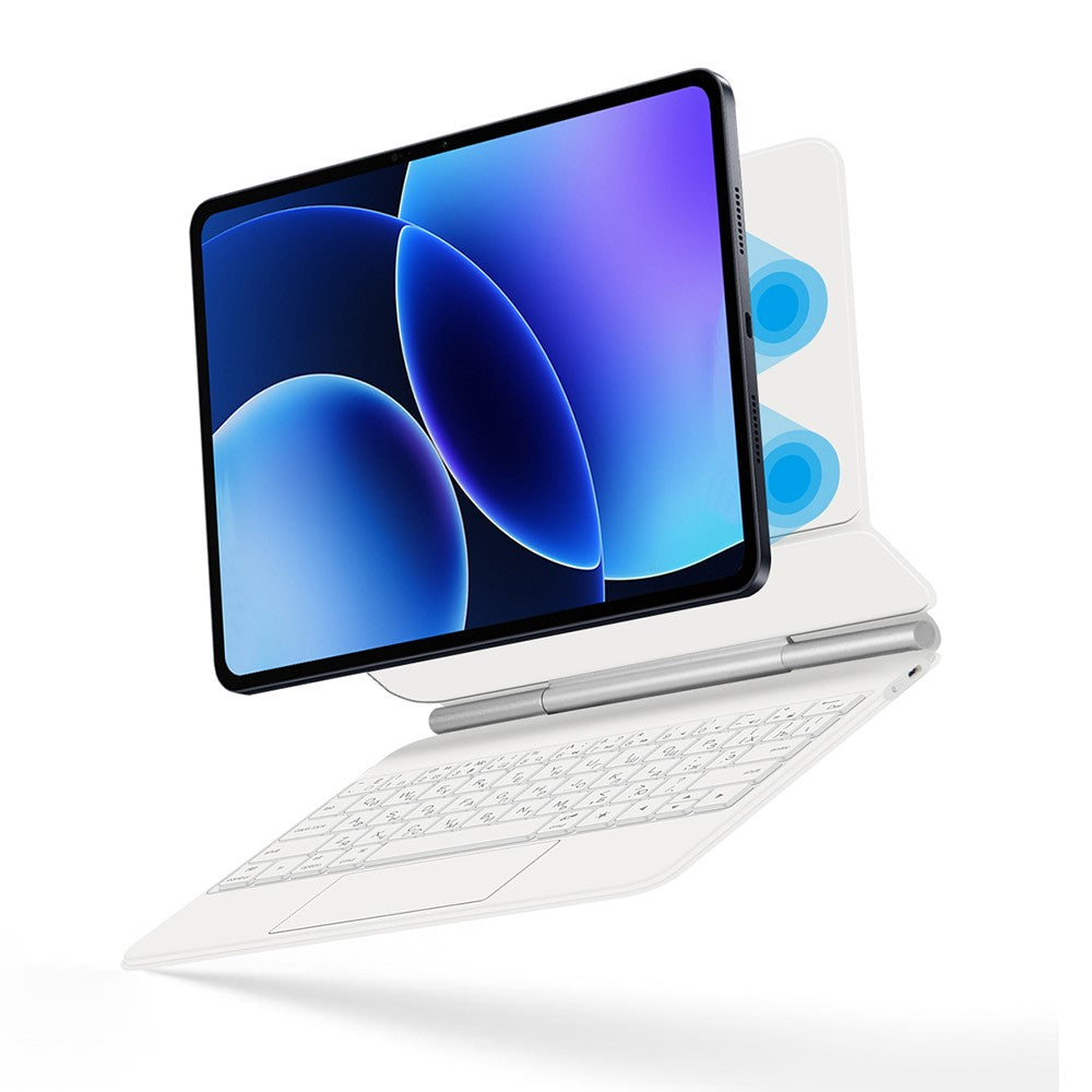 For Xiaomi Poco Pad X1 / Pad 8 Pro / Pad 8 / Pad 7 Pro / Pad 7 Magnetic Floating Bluetooth-Compatible Keyboard (Russian) + Leather Tablet Case