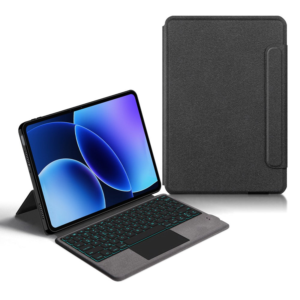 Läderfodral för Xiaomi Pad 8 + pekplatta Bluetooth-kompatibelt tangentbord med bakgrundsbelysning