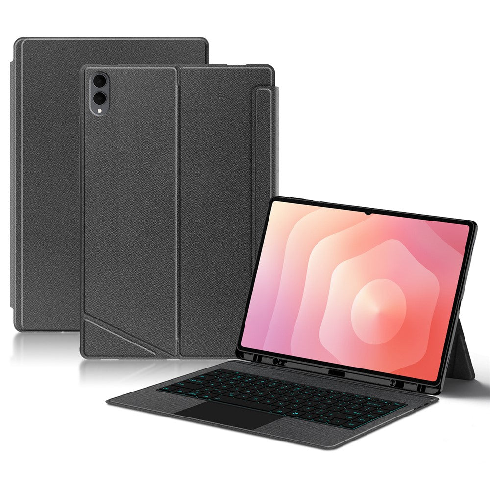 Til Samsung Galaxy Tab S11 Ultra Lædercover + Bluetooth-kompatibelt tastatur med baggrundsbelyst pegefelt