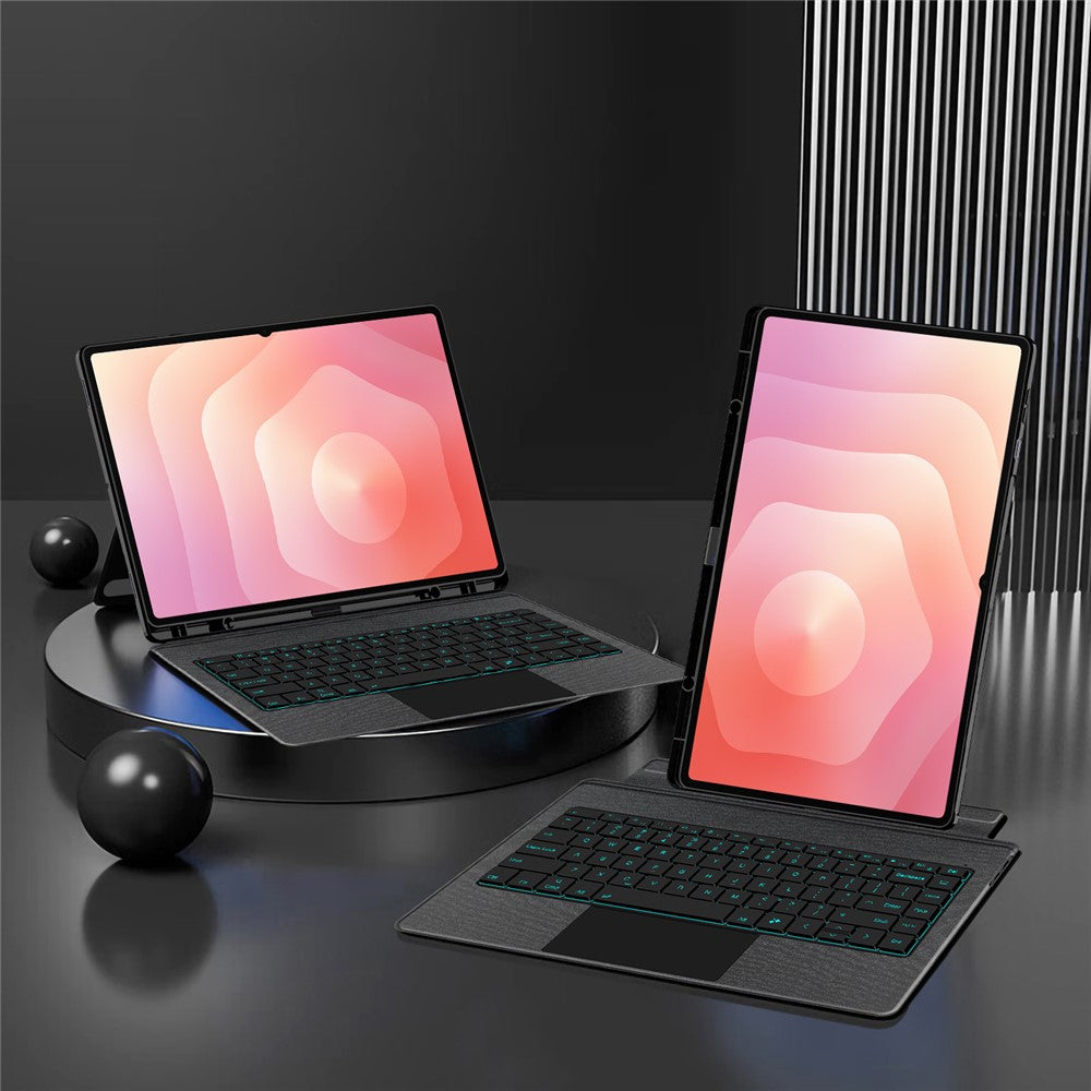 Til Samsung Galaxy Tab S11 Ultra Lædercover + Bluetooth-kompatibelt tastatur med baggrundsbelyst pegefelt