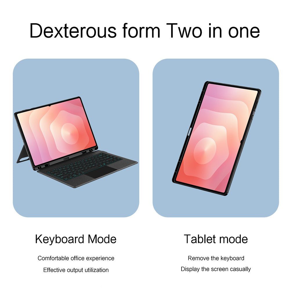 Til Samsung Galaxy Tab S11 Ultra Lædercover + Bluetooth-kompatibelt tastatur med baggrundsbelyst pegefelt