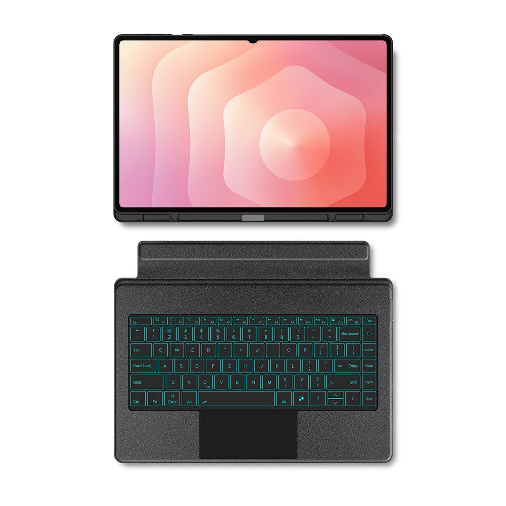 Til Samsung Galaxy Tab S11 Ultra Lædercover + Bluetooth-kompatibelt tastatur med baggrundsbelyst pegefelt