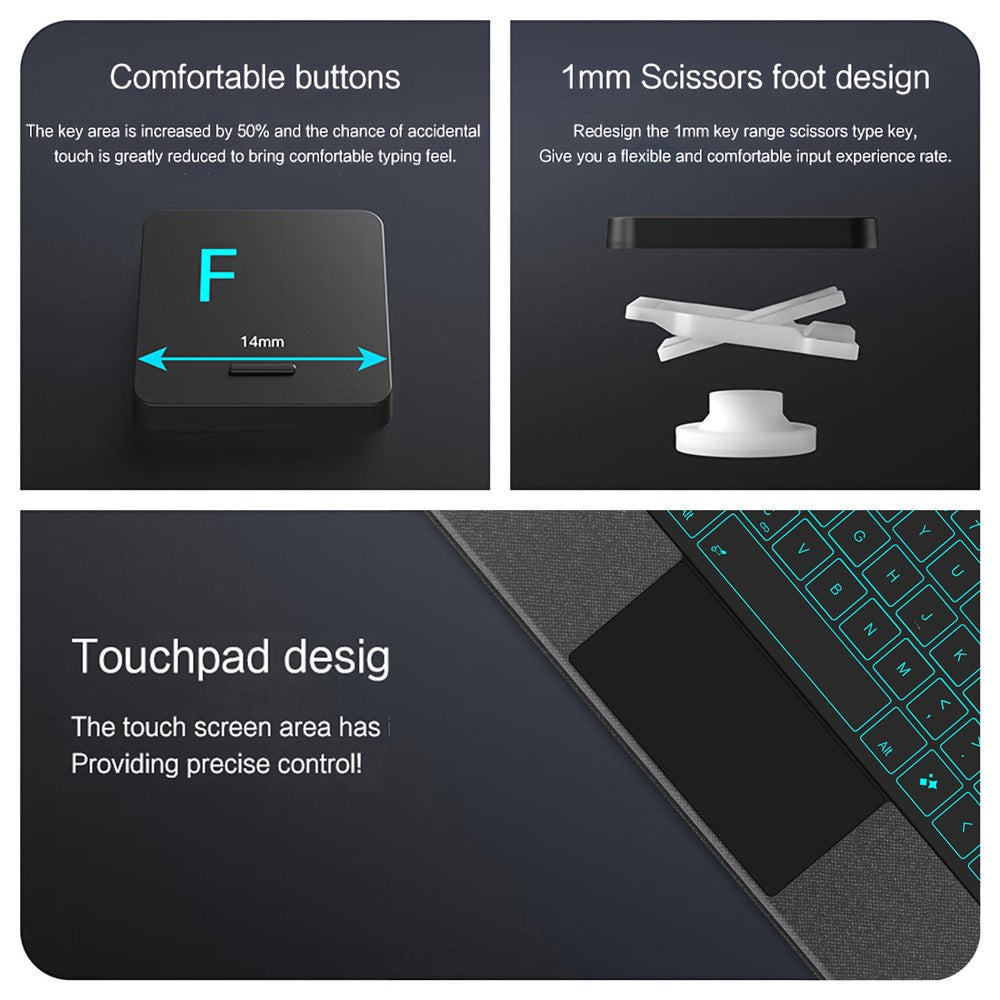 Til Samsung Galaxy Tab S11 Ultra Lædercover + Bluetooth-kompatibelt tastatur med baggrundsbelyst pegefelt