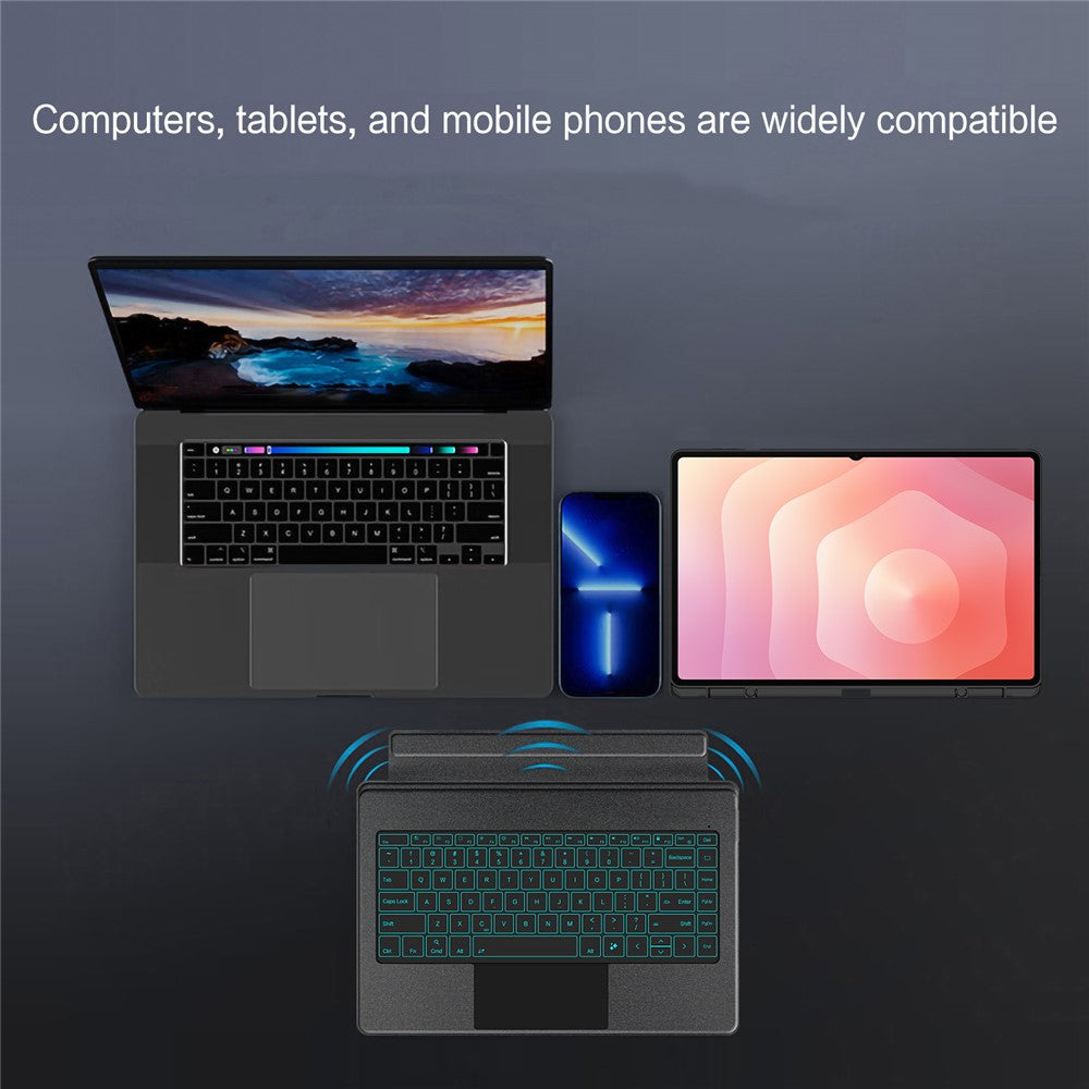 Til Samsung Galaxy Tab S11 Ultra Lædercover + Bluetooth-kompatibelt tastatur med baggrundsbelyst pegefelt