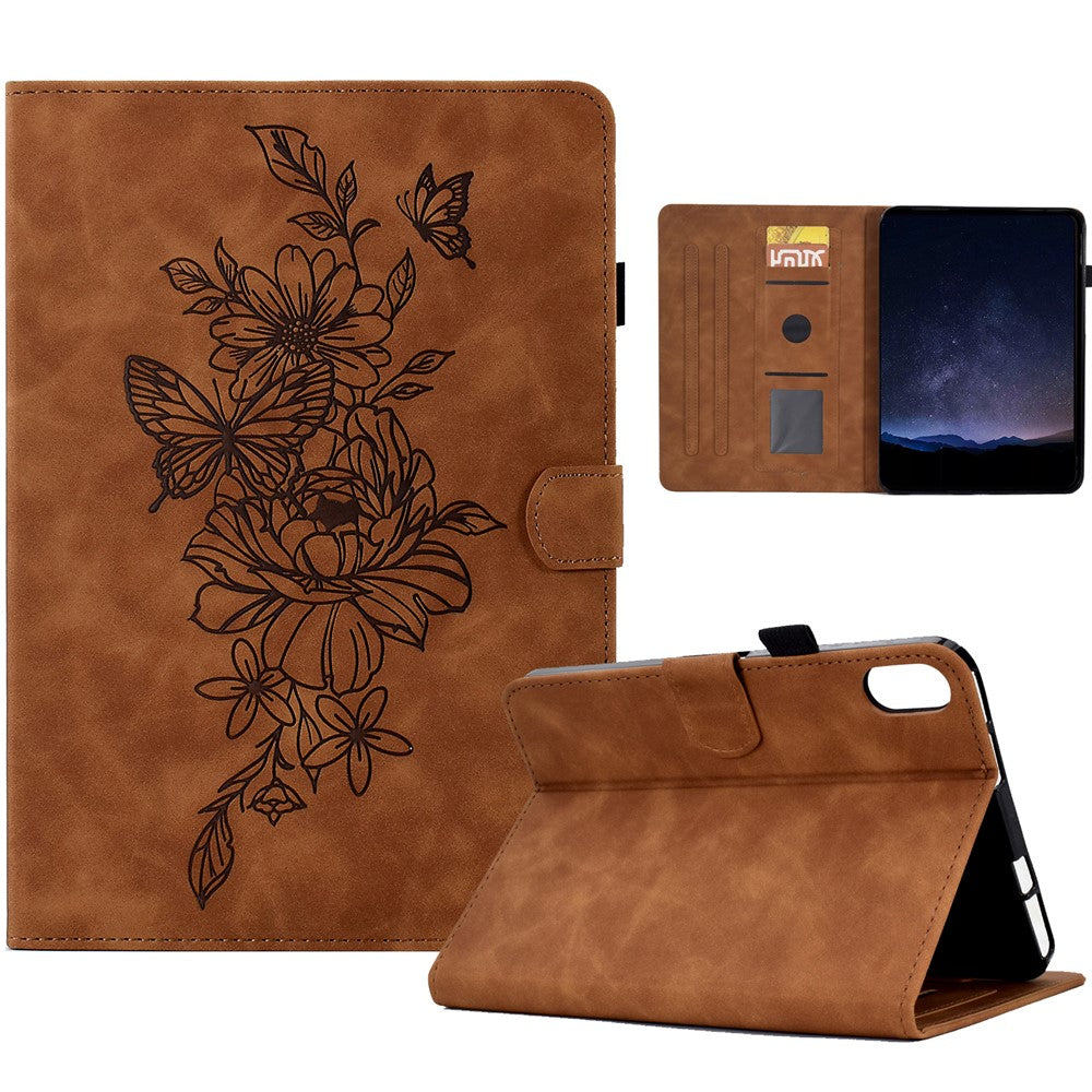 Til Samsung Galaxy Tab S11 Cover Blomster Sommerfuglepræg Kreditkortholder Lædercover