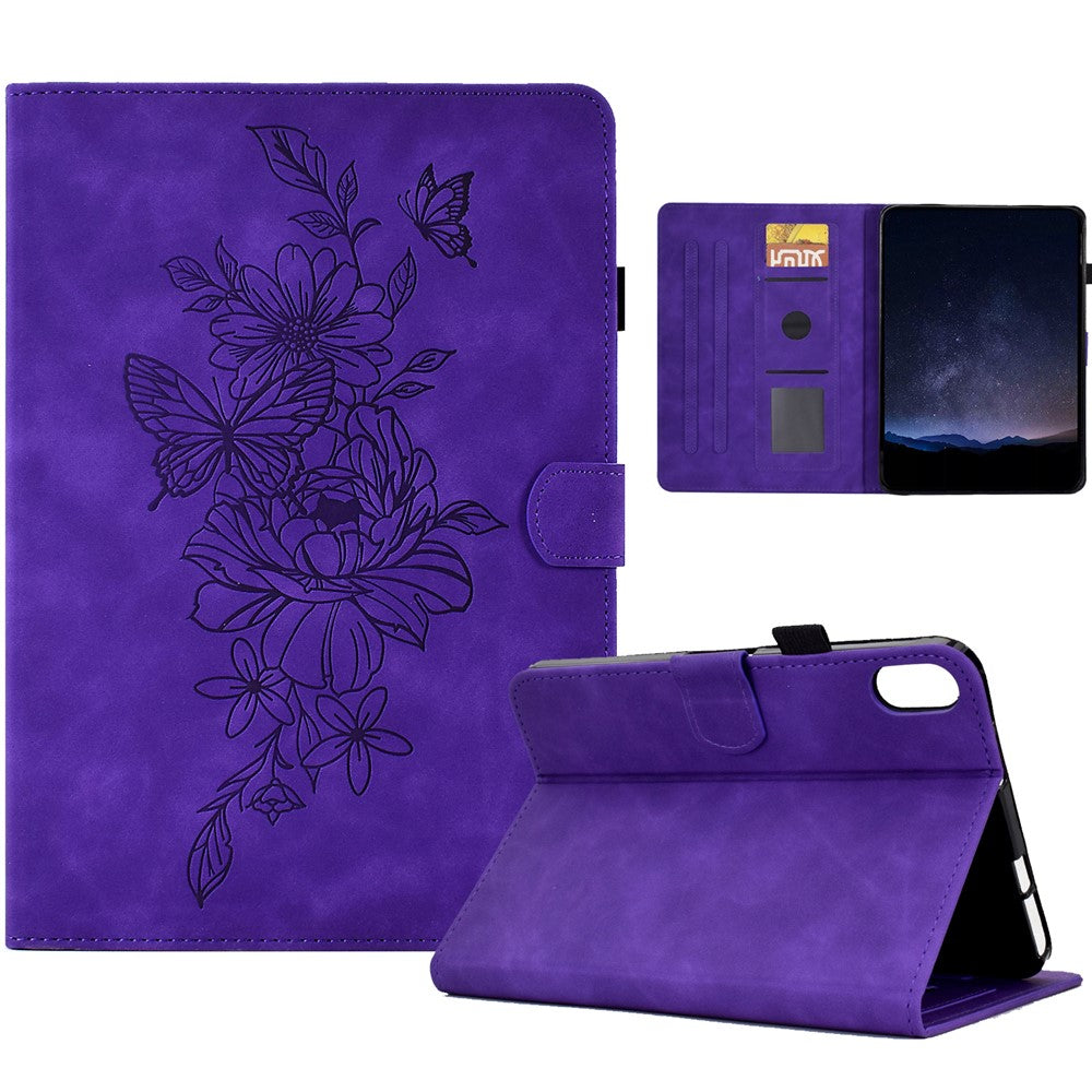 Til Samsung Galaxy Tab S11 Cover Blomster Sommerfuglepræg Kreditkortholder Lædercover