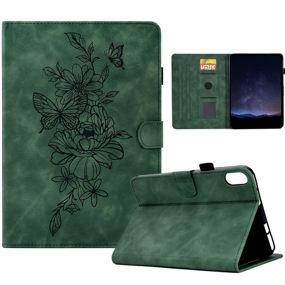 Til Samsung Galaxy Tab S11 Cover Blomster Sommerfuglepræg Kreditkortholder Lædercover