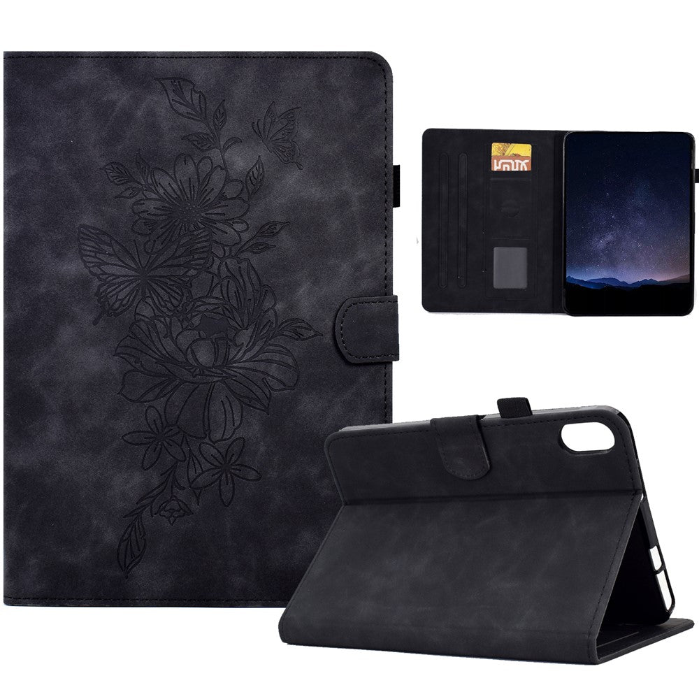 Til Samsung Galaxy Tab S11 Cover Blomster Sommerfuglepræg Kreditkortholder Lædercover