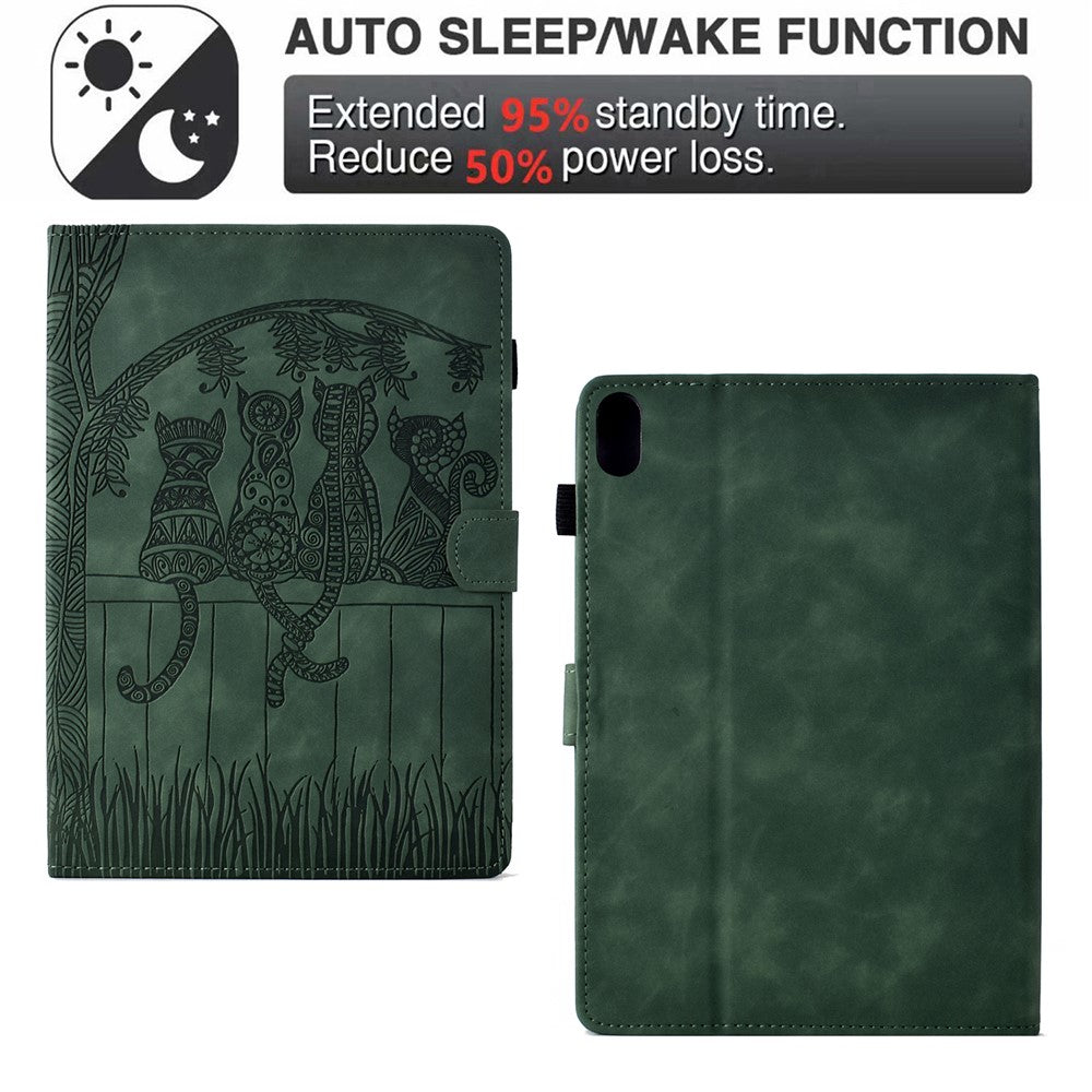 For Samsung Galaxy Tab S11 Case Cats Imprinted PU Leather Card Slots Tablet Cover
