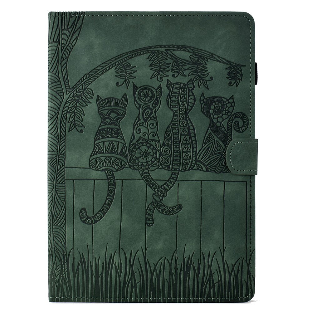 For Samsung Galaxy Tab S11 Case Cats Imprinted PU Leather Card Slots Tablet Cover
