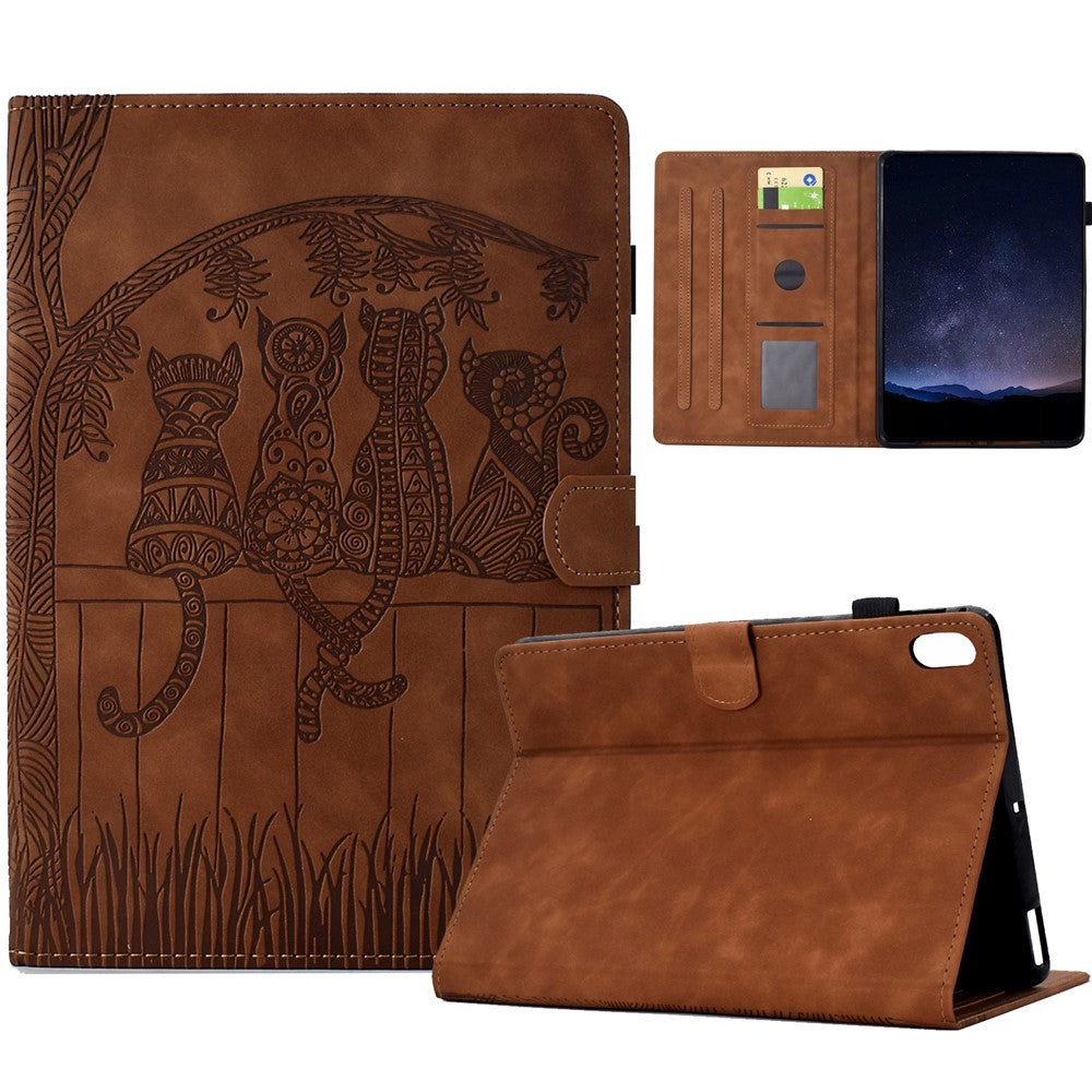 For Samsung Galaxy Tab S11 Case Cats Imprinted PU Leather Card Slots Tablet Cover