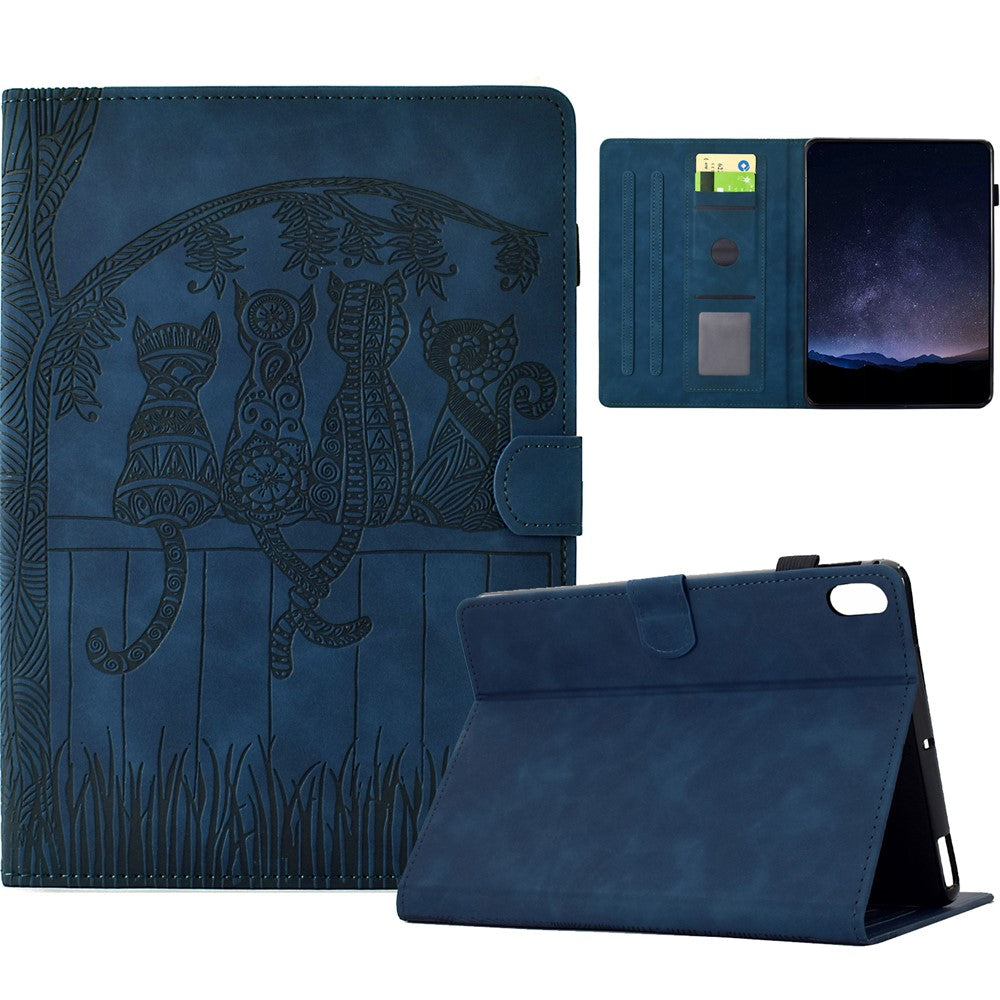 For Samsung Galaxy Tab S11 Case Cats Imprinted PU Leather Card Slots Tablet Cover