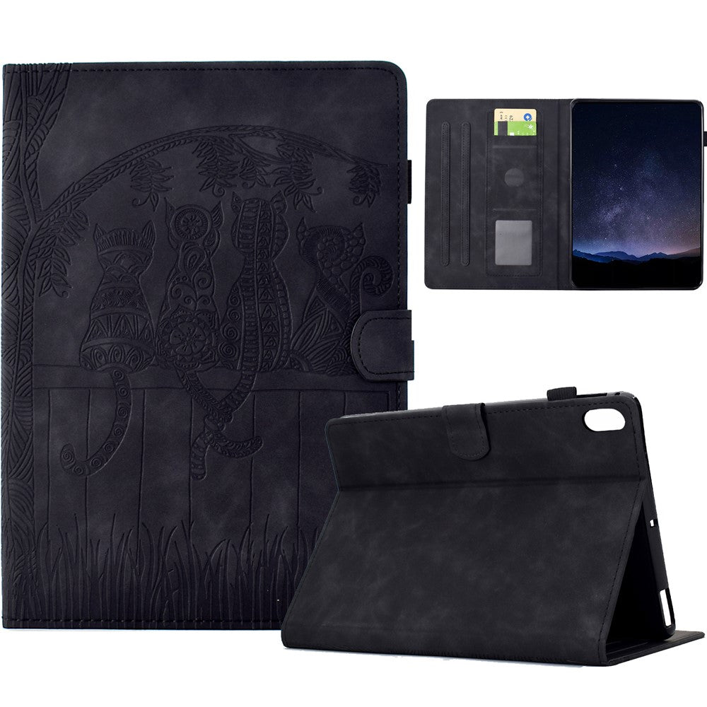 For Samsung Galaxy Tab S11 Case Cats Imprinted PU Leather Card Slots Tablet Cover