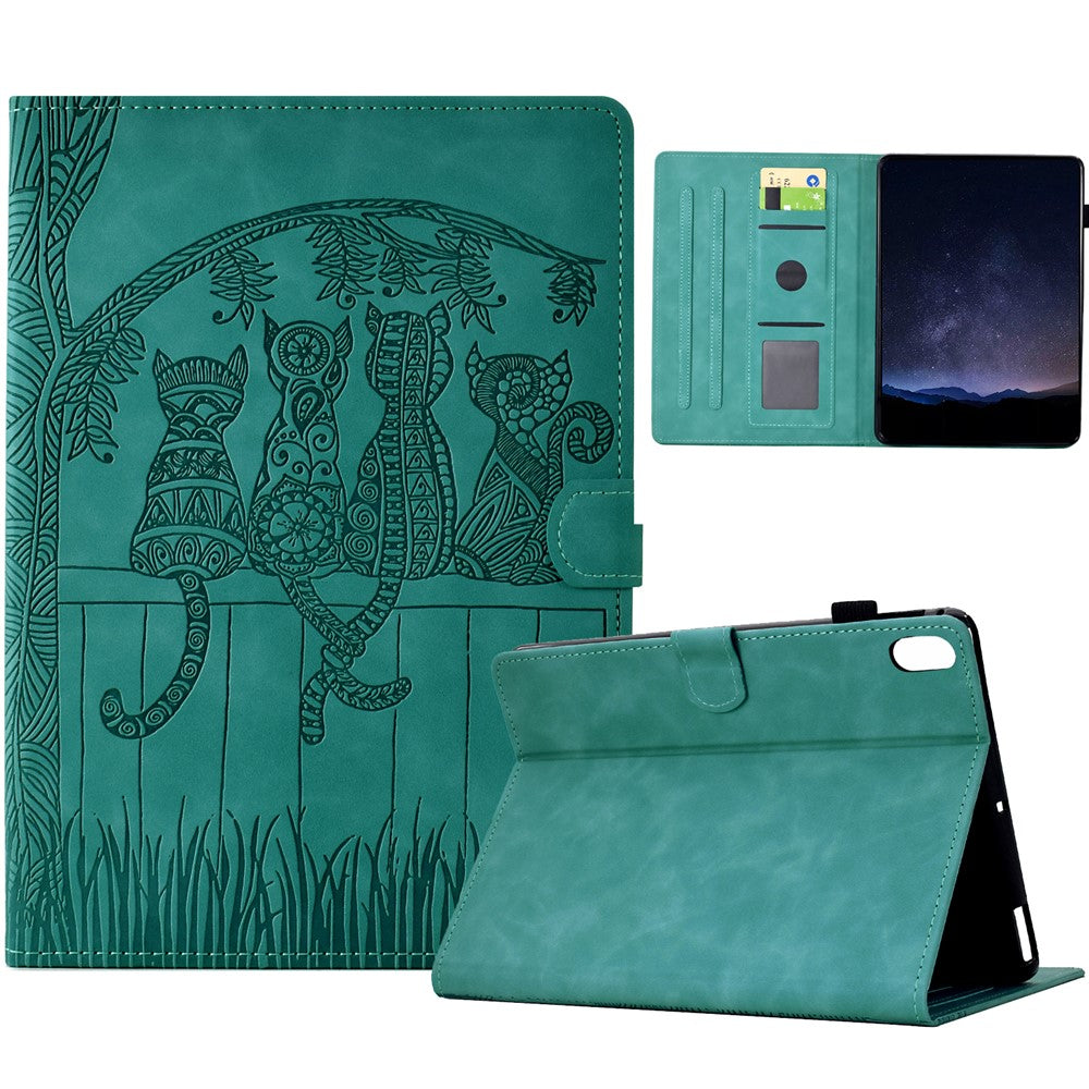 For Samsung Galaxy Tab S11 Case Cats Imprinted PU Leather Card Slots Tablet Cover