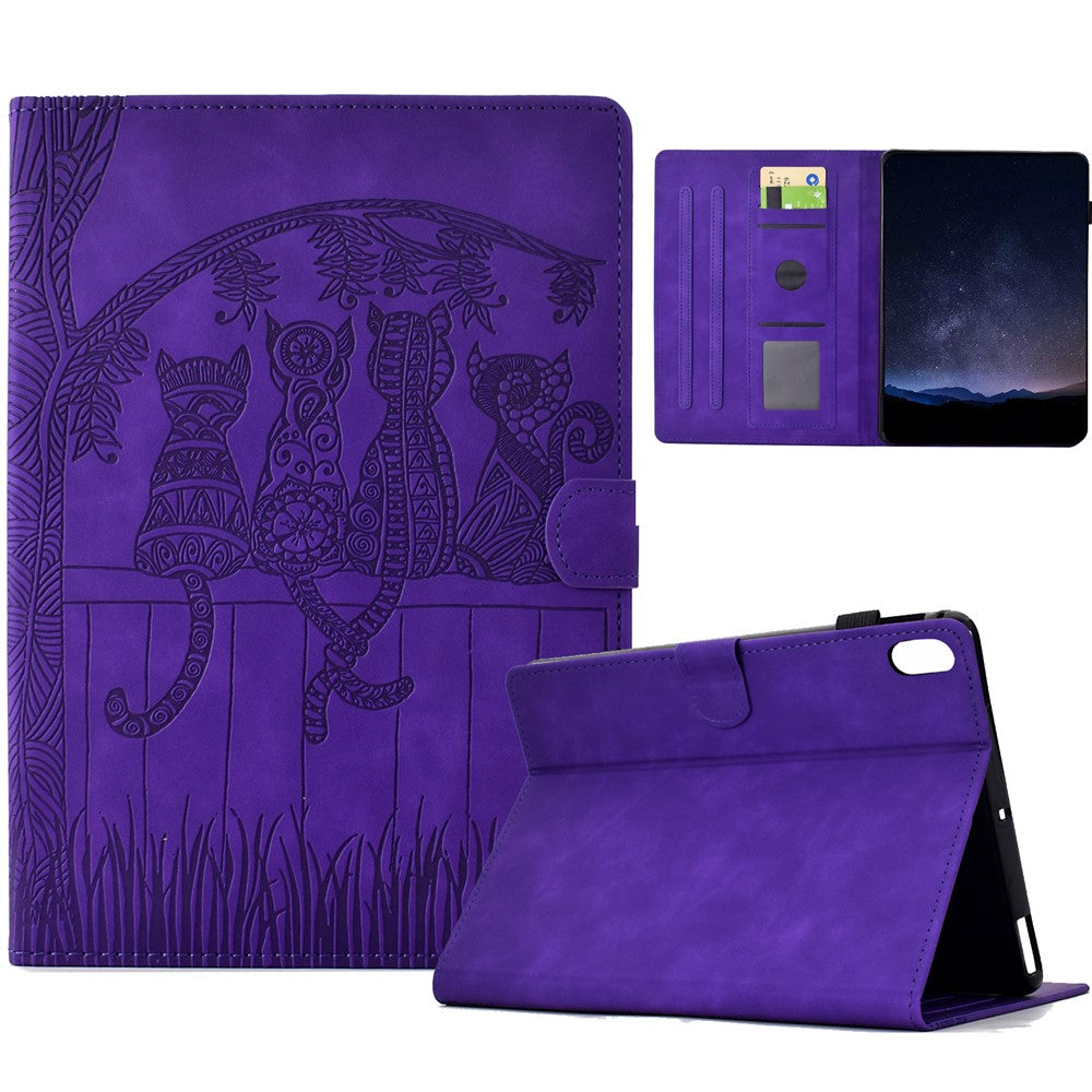 For Samsung Galaxy Tab S11 Case Cats Imprinted PU Leather Card Slots Tablet Cover