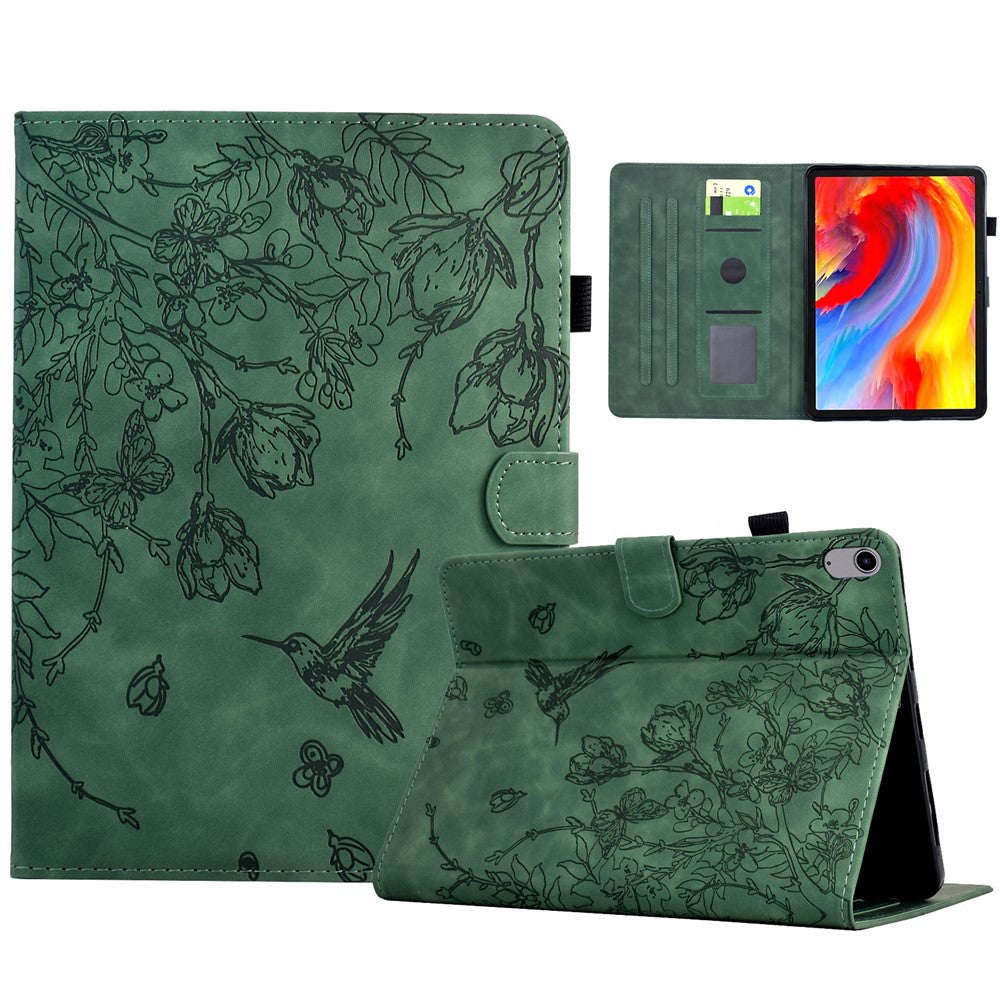 For Samsung Galaxy Tab S11 Case Flower Bird Imprinted Card Holder Leather Tablet Cover