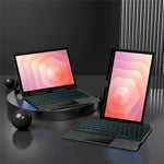 Til Samsung Galaxy Tab S11 Læderetui + Bluetooth-kompatibelt tastatur med baggrundsbelysning og trackpad