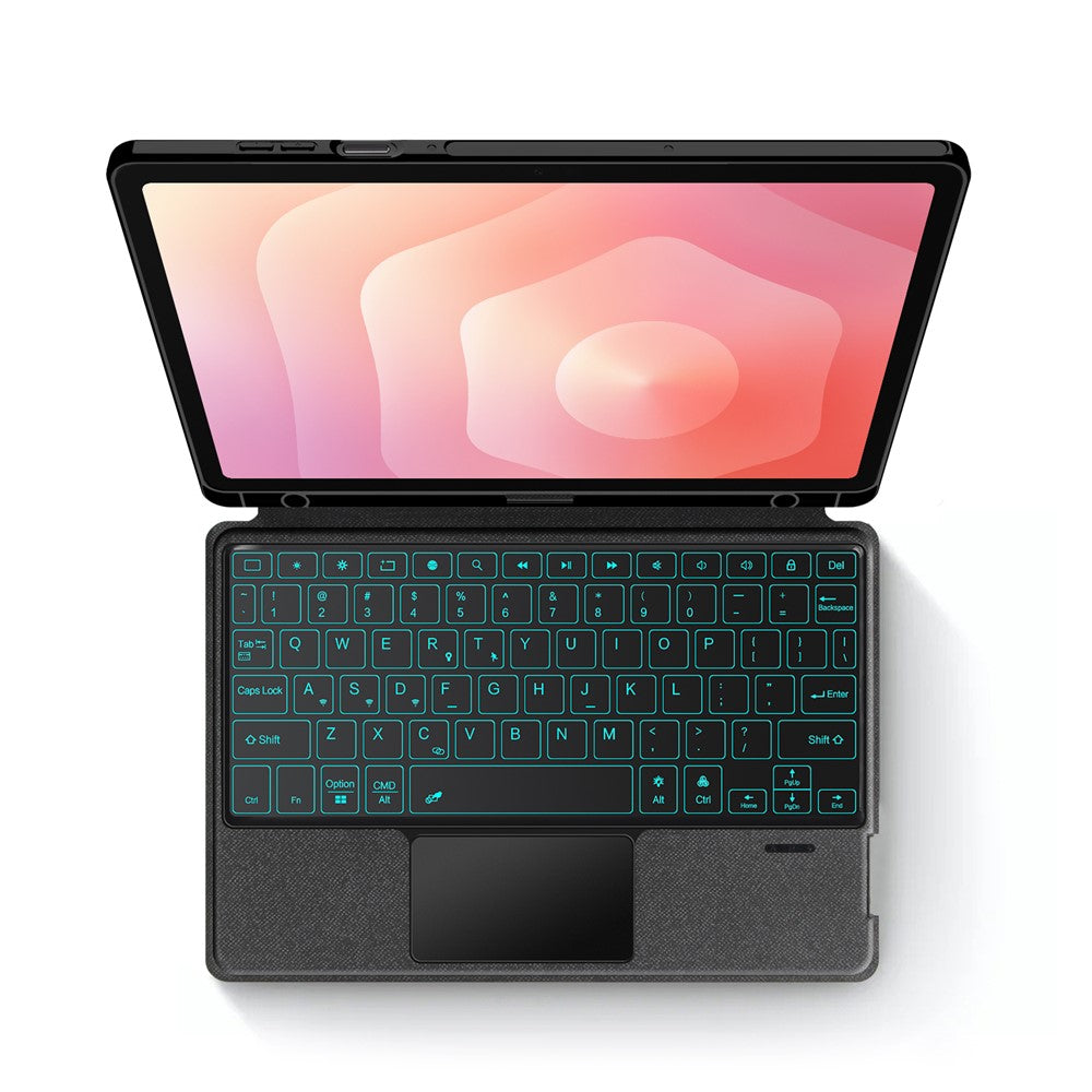 Til Samsung Galaxy Tab S11 Læderetui + Bluetooth-kompatibelt tastatur med baggrundsbelysning og trackpad